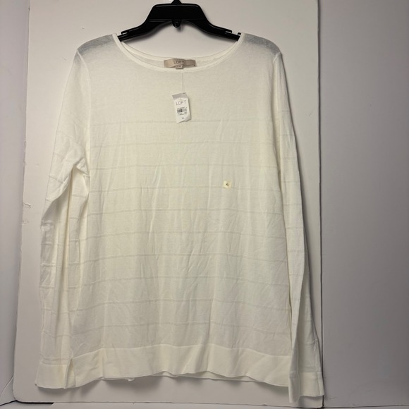 LOFT Sweaters - Ann Taylor LOFT White Textured Stripe Knit Sweater XL New 395932